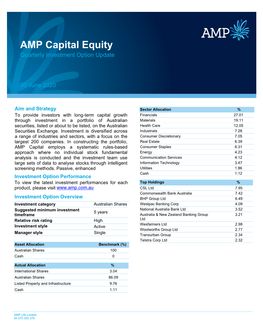 AMP Capital Equity Quarterly Investment Option Update