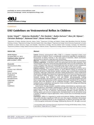 EAU Guidelines on Vesicoureteral Reflux in Children