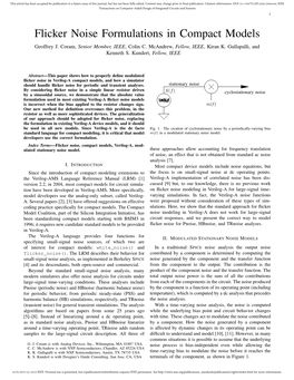 Flicker Noise Formulations in Compact Models Geoffrey J