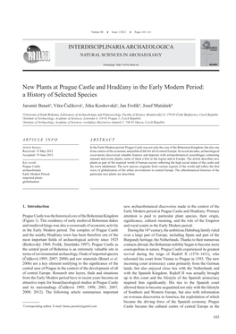 New Plants at Prague Castle and Hradčany in the Early Modern Period: a History of Selected Species