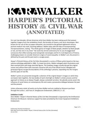 Wall Text Labels for Kara Walker: Harper's Pictorial History of the Civil War (Annotated)