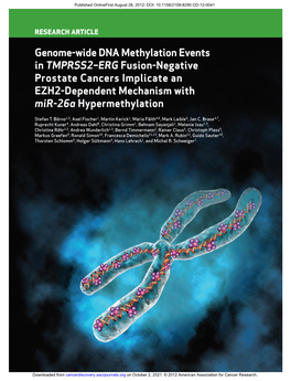 Genome-Wide DNA Methylation Events in TMPRSS2–ERG Fusion-Negative Prostate Cancers Implicate an EZH2-Dependent Mechanism with Mir-26A Hypermethylation