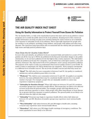 THE AIR QUALITY INDEX FACT SHEET Using Air Quality Information to Protect Yourself from Ozone Air Pollution