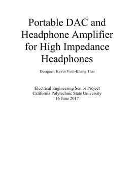 Portable DAC and Headphone Amplifier for High Impedance Headphones