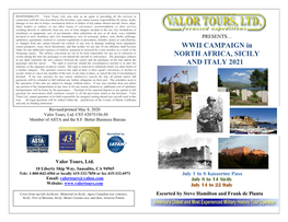 WWII CAMPAIGN in NORTH AFRICA, SICILY and ITALY 2021