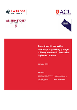 From the Military to the Academy: Supporting Younger Military Veterans in Australian Higher Education
