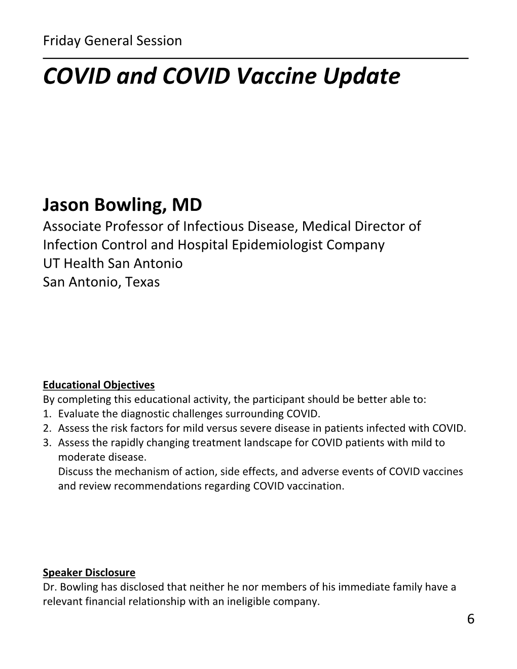 COVID and COVID Vaccine Update