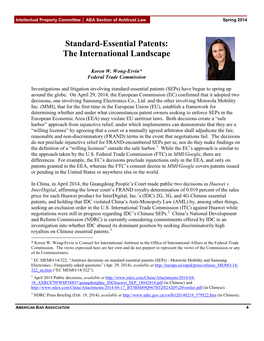 Standard-Essential Patents: the International Landscape