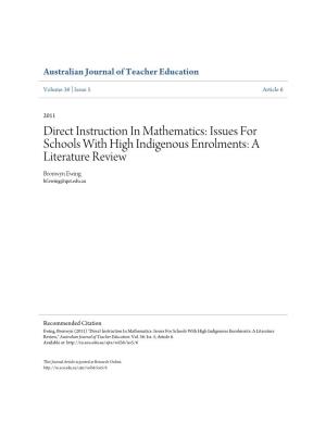 Direct Instruction in Mathematics: Issues for Schools with High Indigenous Enrolments: a Literature Review Bronwyn Ewing Bf.Ewing@Qut.Edu.Au