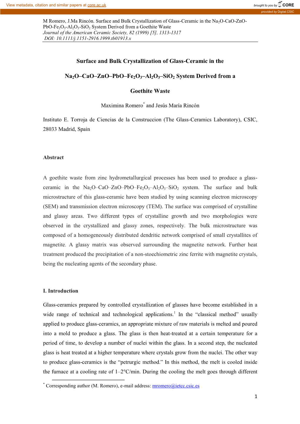 Surface and Bulk Crystallization of Glass-Ceramic in the Na2o–Cao