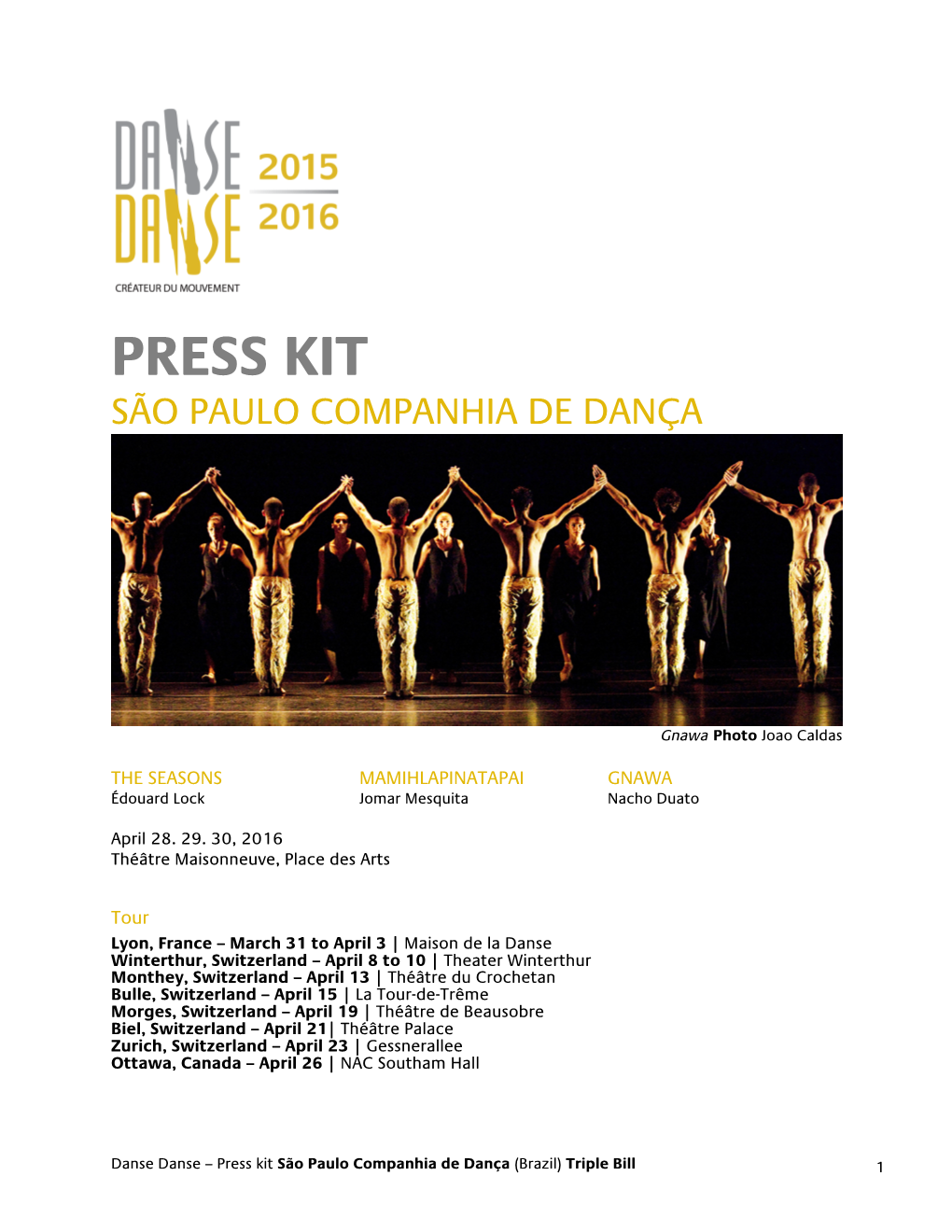 Press Kit São Paulo Companhia De Dança