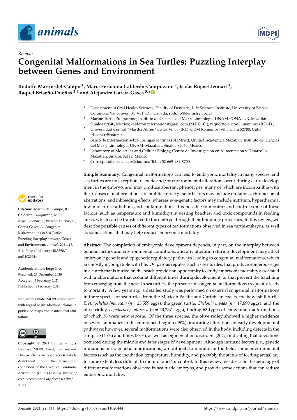 Congenital Malformations in Sea Turtles: Puzzling Interplay Between Genes and Environment