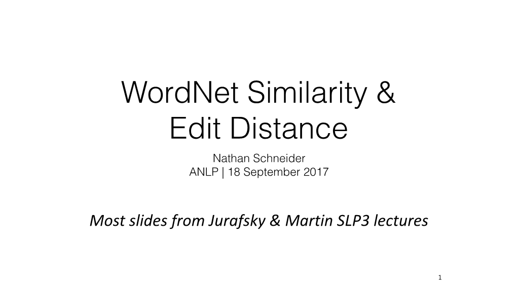 Wordnet Similarity & Edit Distance