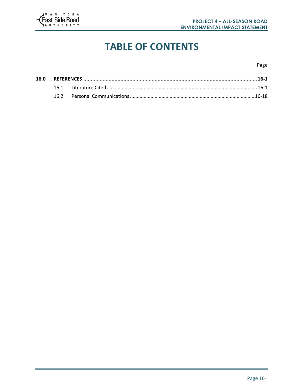 Table of Contents