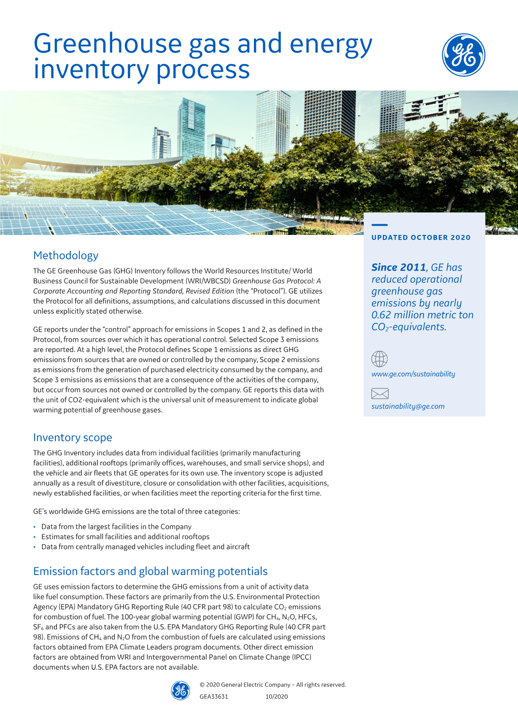 Greenhouse Gas and Energy Inventory Process