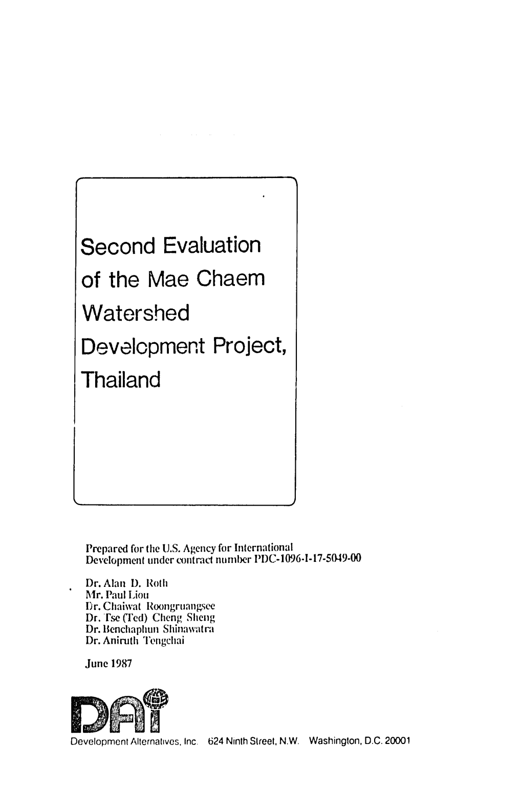 Second Evaluation of the Mae Chaem Watershed Development Project, Thailand