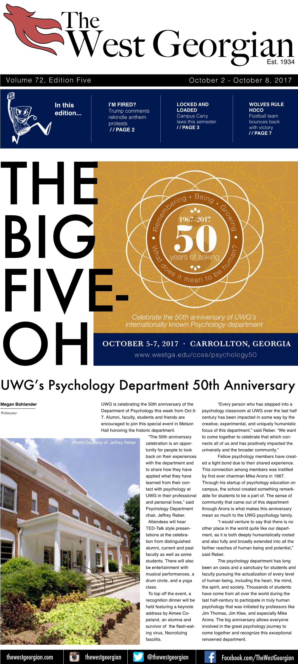 UWG's Psychology Department 50Th Anniversary