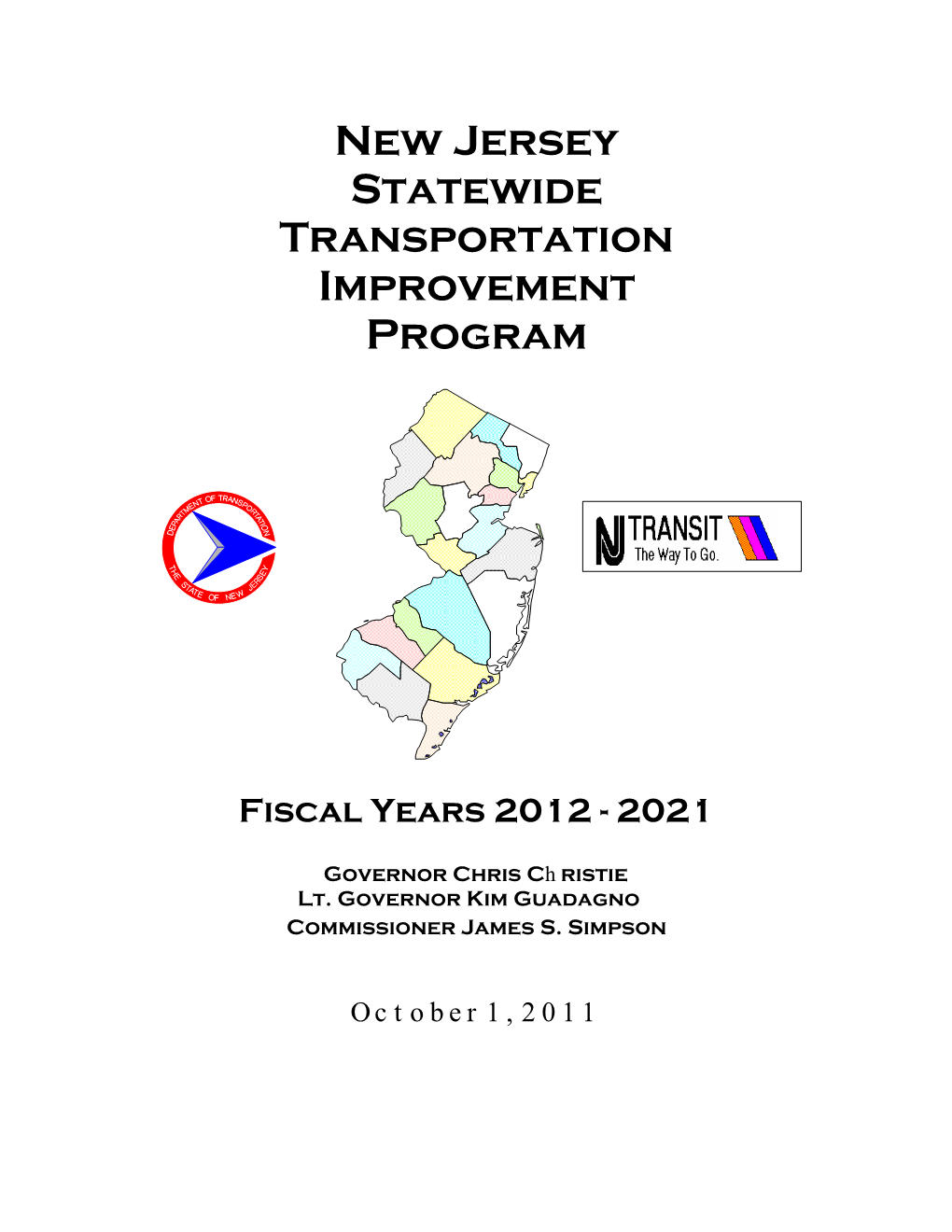 New Jersey Department of Transportation (NJDOT). 2011. New