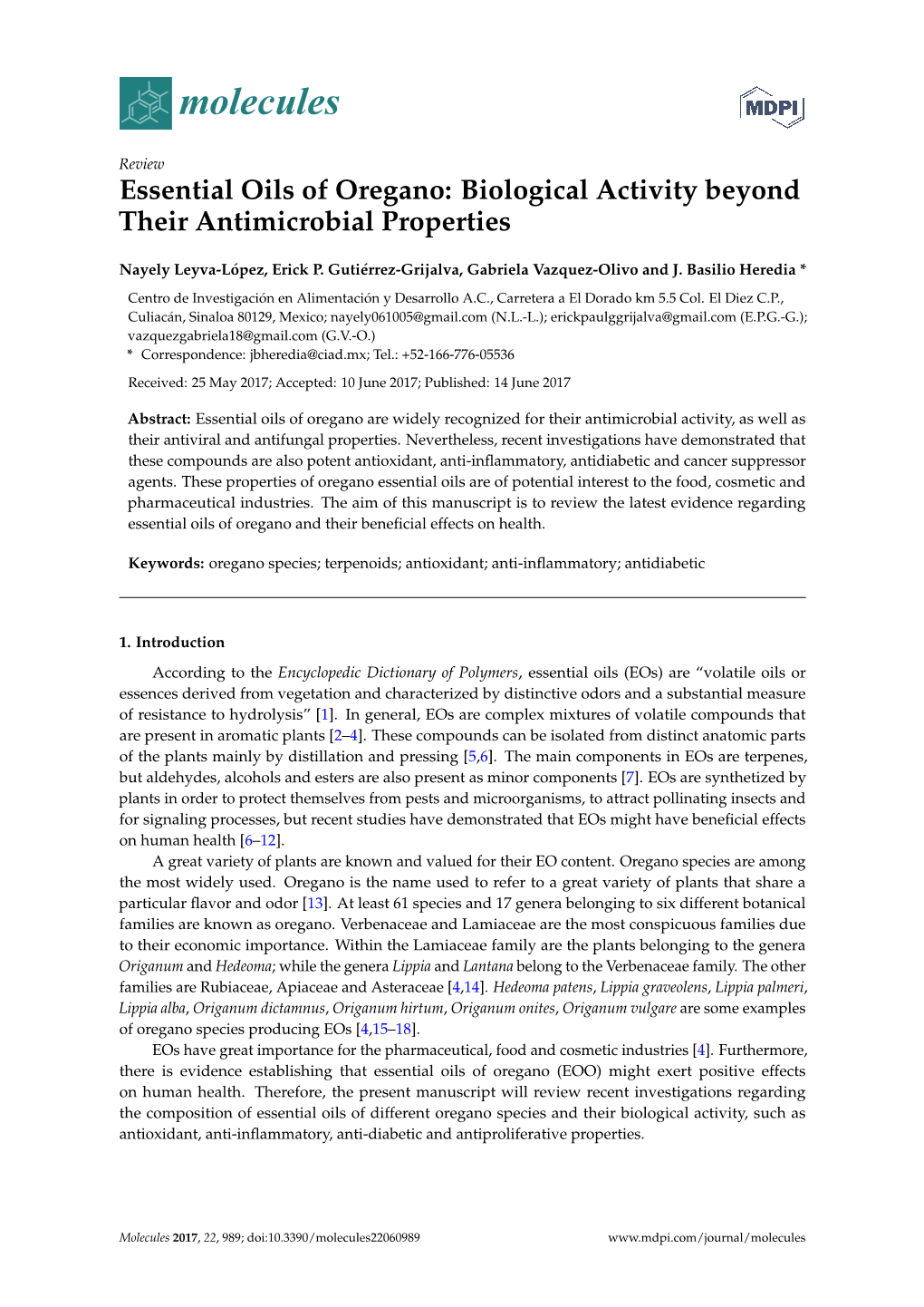 Essential Oils of Oregano: Biological Activity Beyond Their Antimicrobial Properties