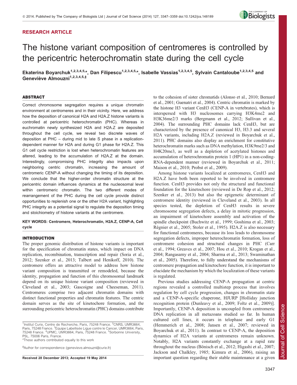 The Histone Variant Composition of Centromeres Is Controlled by The