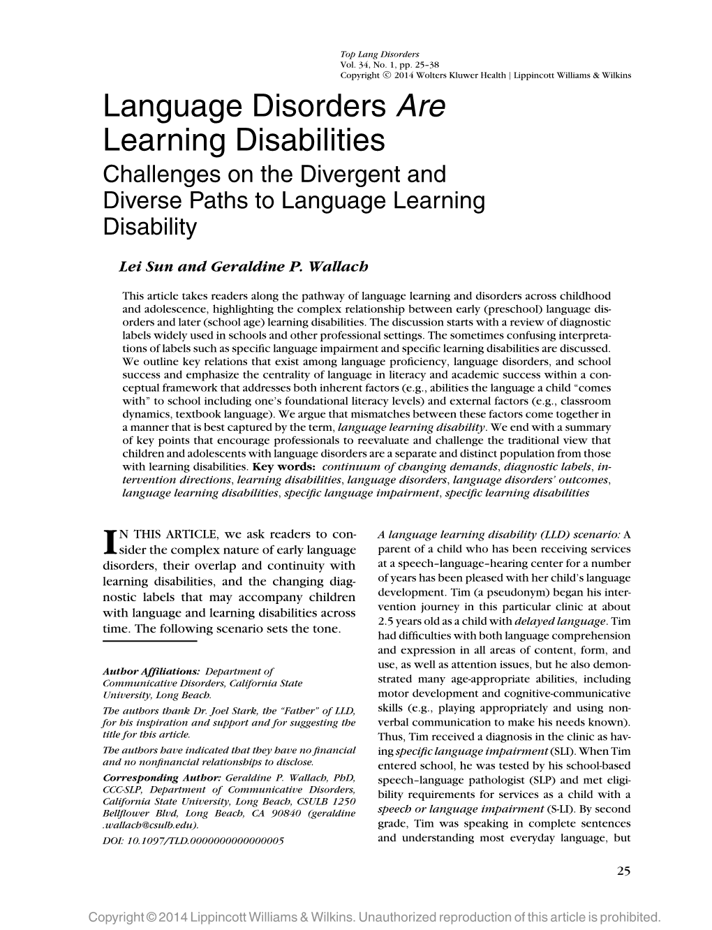 Language Disorders Are Learning Disabilities Challenges on the Divergent and Diverse Paths to Language Learning Disability