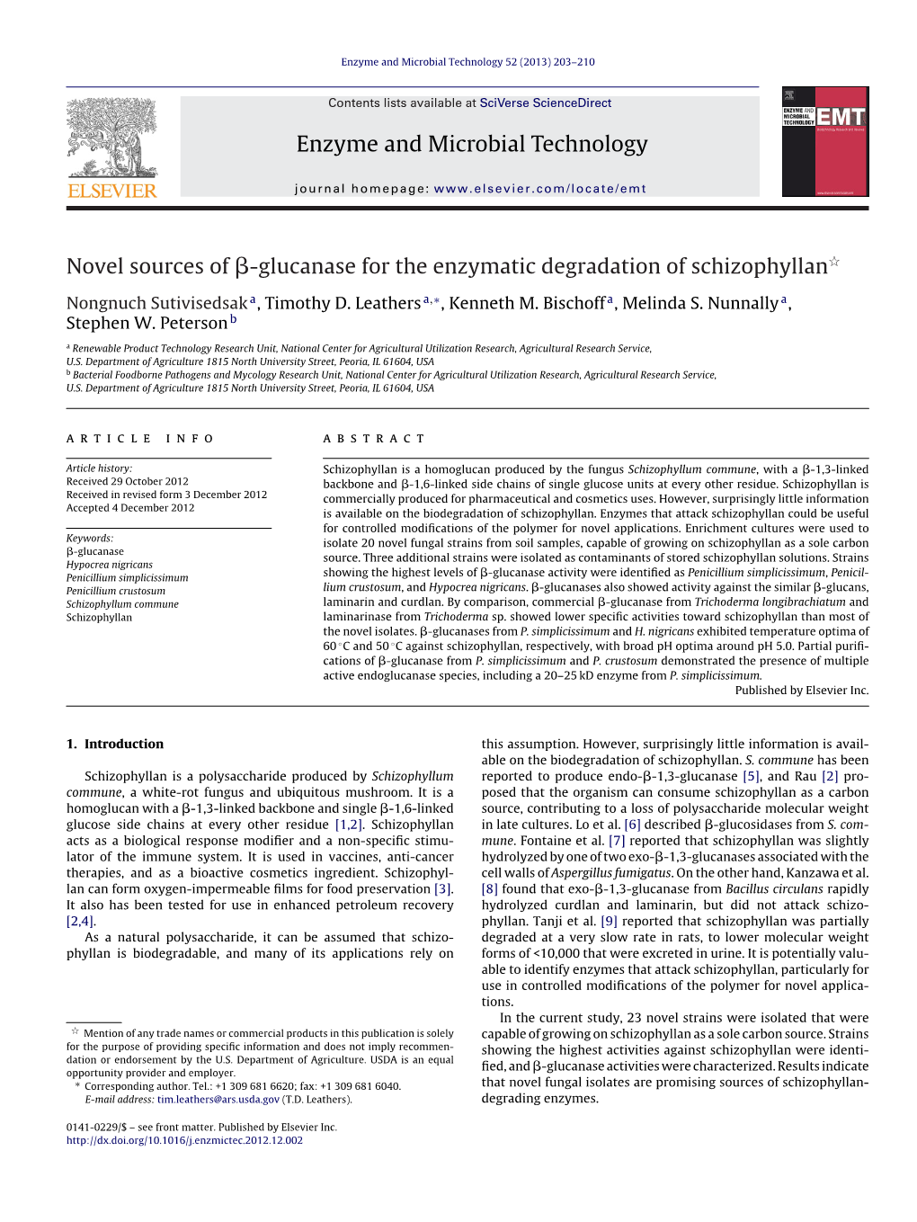 Novel Sources of Β-Glucanase for the Enzymatic Degradation Of