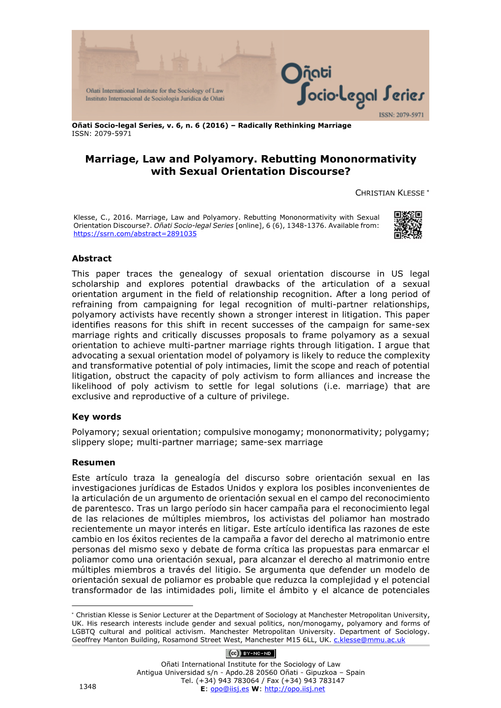 Marriage, Law and Polyamory. Rebutting Mononormativity with Sexual Orientation Discourse?