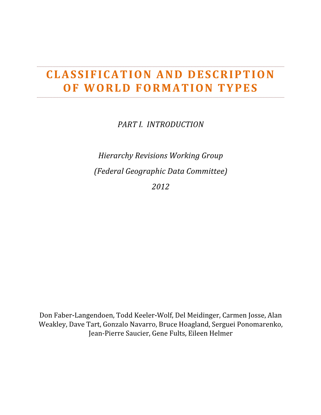 Classification and Description of World Formation Types