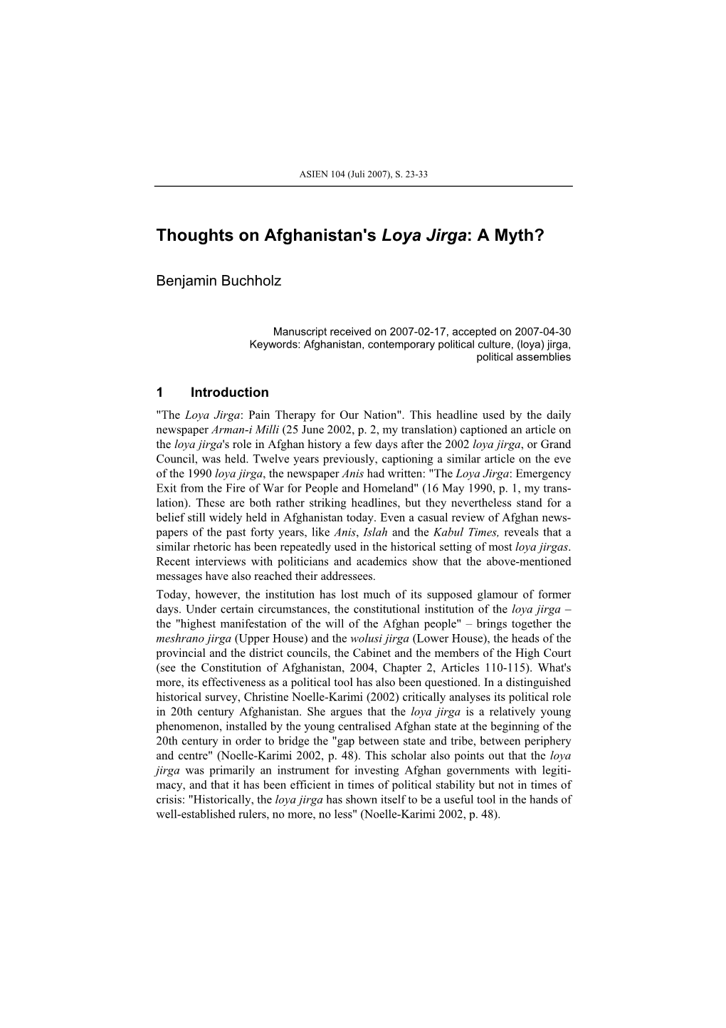 Thoughts on Afghanistan's Loya Jirga: a Myth?