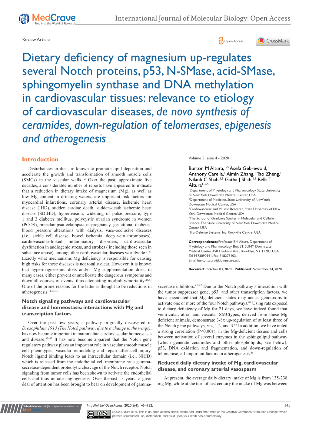 Dietary Deficiency of Magnesium Up-Regulates Several Notch Proteins