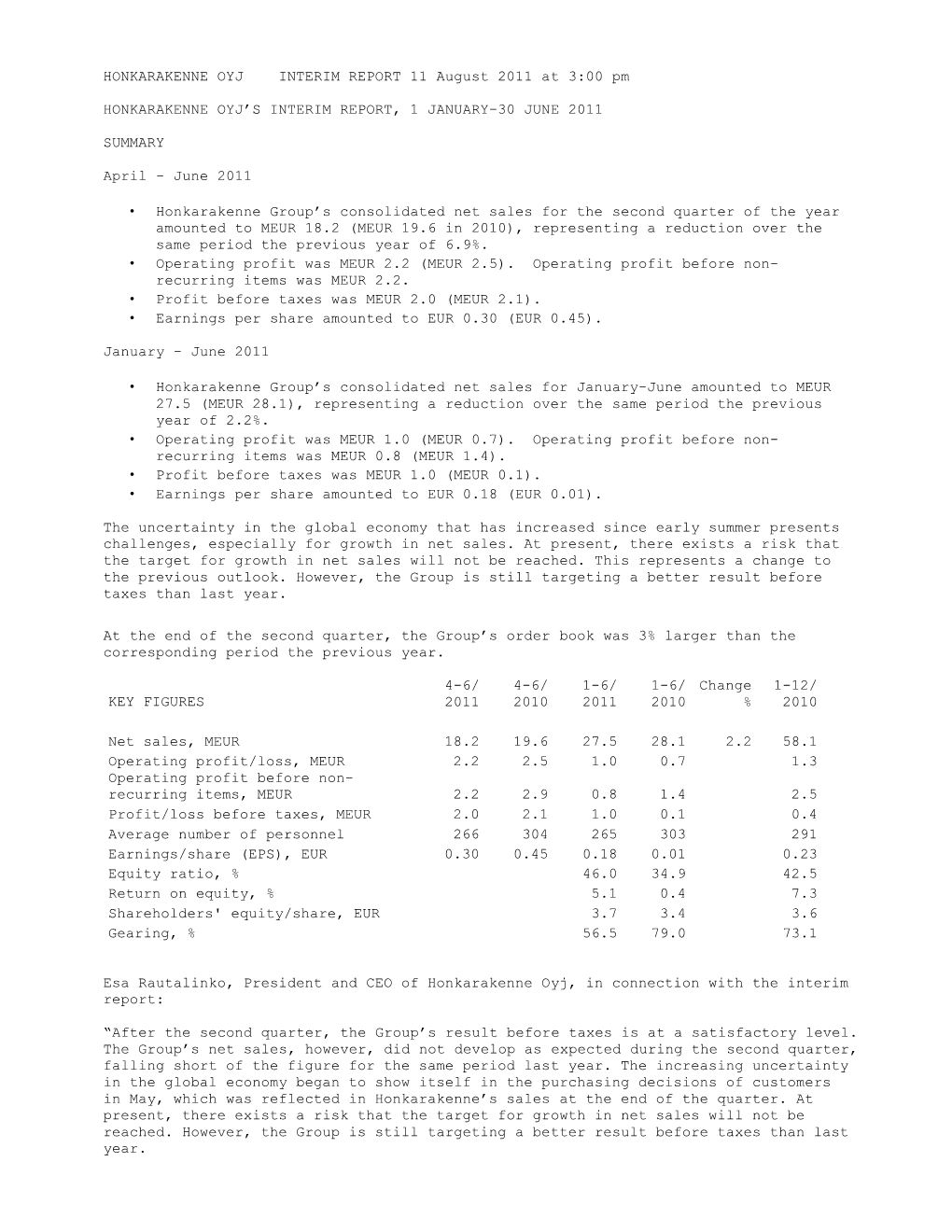 Interim Report Q2 2011 11082011En