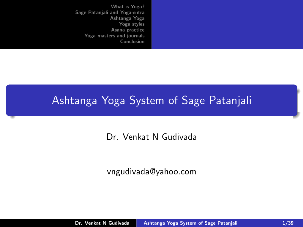 Ashtanga Yoga System of Sage Patanjali