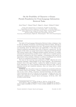 On the Feasibility of Character N-Grams Pseudo-Translation for Cross-Language Information Retrieval Tasks