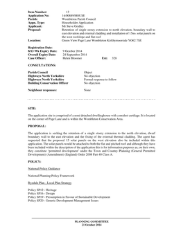 Wombleton Parish Council Appn. Type: Householder Application