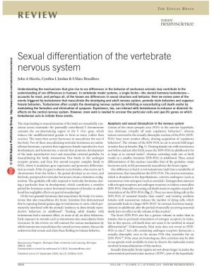 Sexual Differentiation of the Vertebrate Nervous System