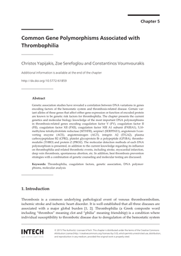 Common Gene Polymorphisms Associated with Thrombophilia