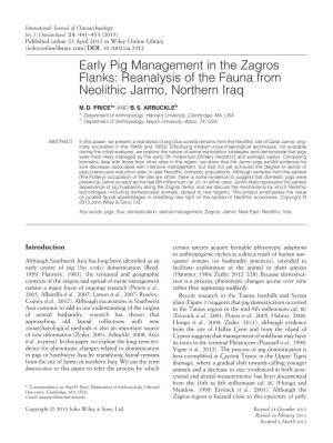 Early Pig Management in the Zagros Flanks: Reanalysis of the Fauna from Neolithic Jarmo, Northern Iraq