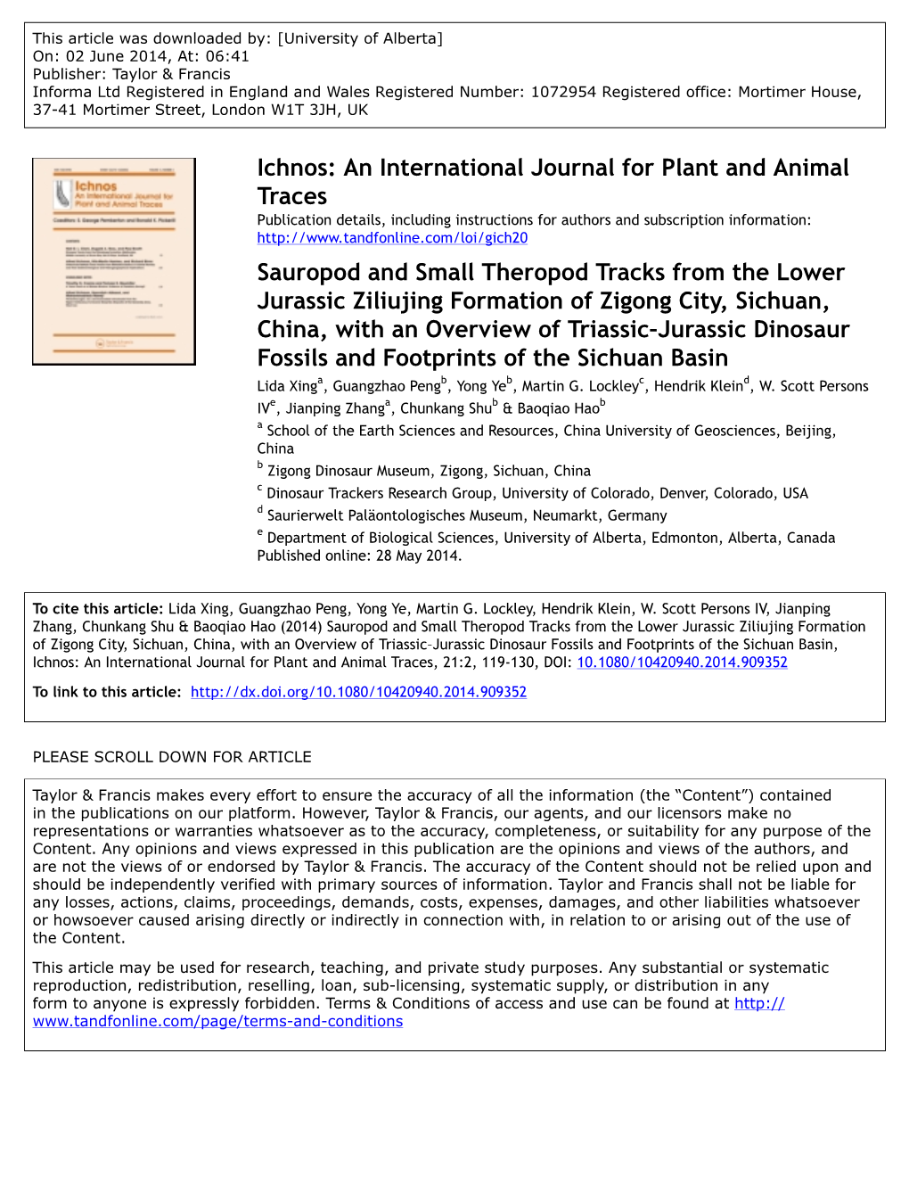 Ichnos: an International Journal for Plant and Animal Traces Sauropod