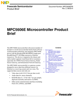 MPC5606EPB: MPC5606E Microcontroller Product Brief