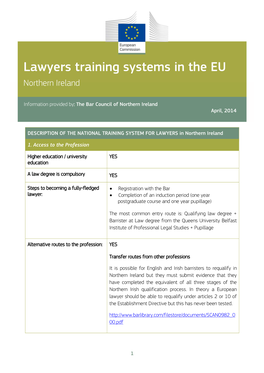 Lawyers Training Systems in the EU Northern Ireland