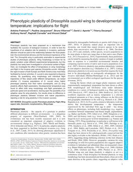 Drosophila Suzukii Wing to Developmental Temperature: Implications for Flight Antoine Fraimout1,*, Pauline Jacquemart1, Bruno Villarroel1,2, David J