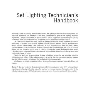 Set Lighting Technician's; Film Lighting Equipment, Practice,; Fifth