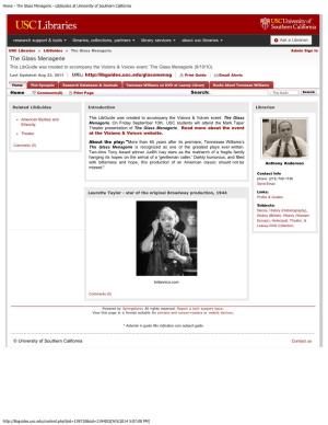 The Glass Menagerie - Libguides at University of Southern California