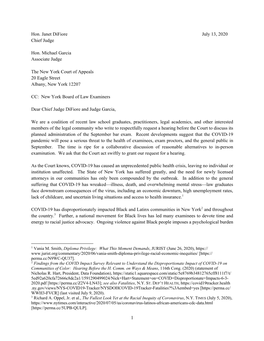 Letter to Court of Appeals Requesting Hearing Re Bar Exam