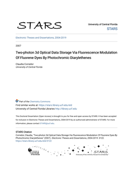 Two-Photon 3D Optical Data Storage Via Fluorescence Modulation of Fluorene Dyes by Photochromic Diarylethenes