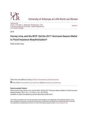 Harvey, Irma, and the NFIP: Did the 2017 Hurricane Season Matter to Flood Insurance Reauthorization?