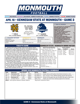 Apr. 10 • Kennesaw State at Monmouth • Game 3