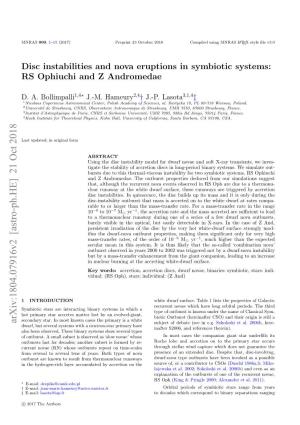 Disc Instabilities and Nova Eruptions in Symbiotic Systems: RS Ophiuchi and Z Andromedae