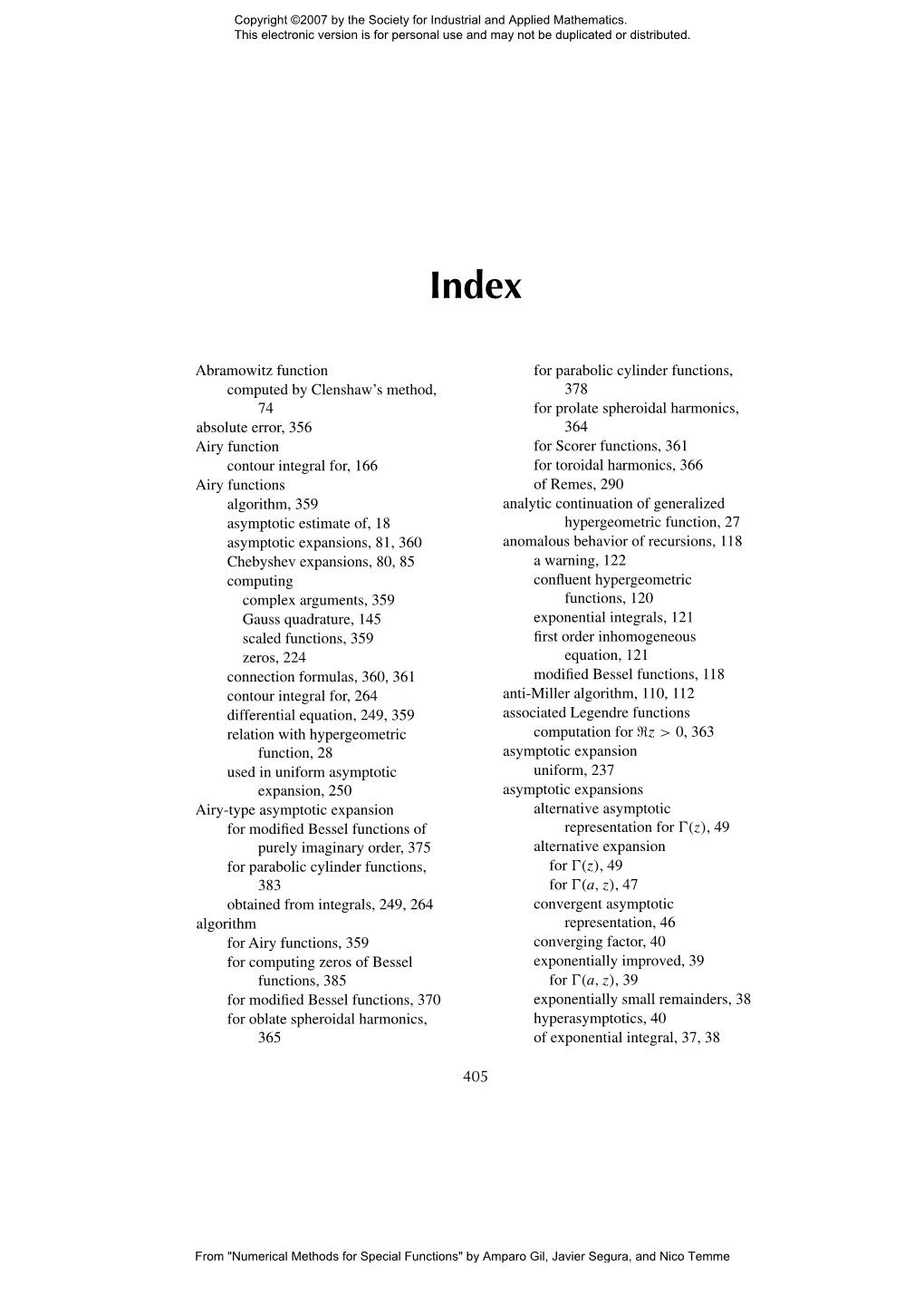 Abramowitz Function Computed by Clenshaw's Method, 74 Absolute