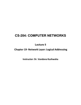 Cs-204: Computer Networks